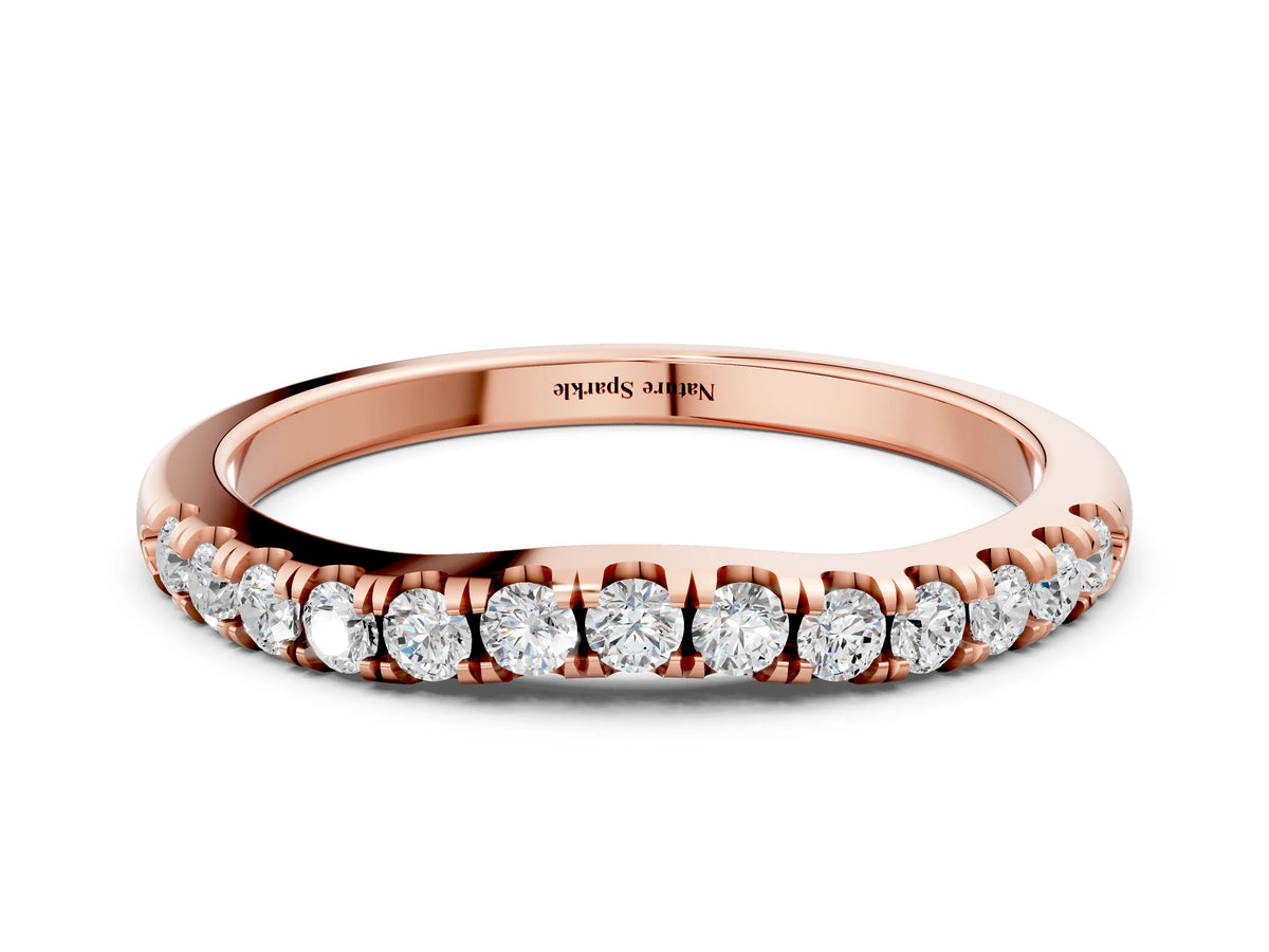Rose gold Round Diamond Pavé Curved Eternity Band with Shared Prong Setting