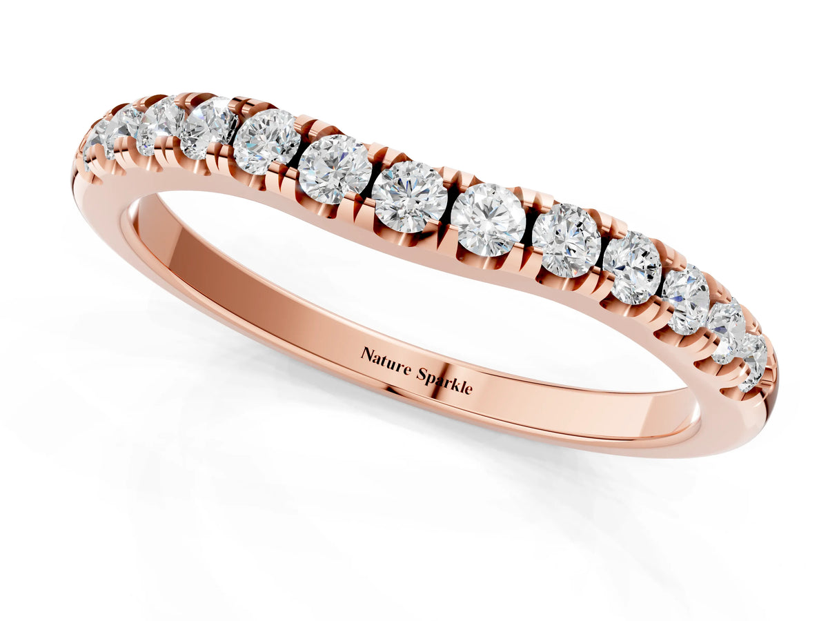 Rose gold Round Diamond Pavé Curved Eternity Band with Shared Prong Setting_1