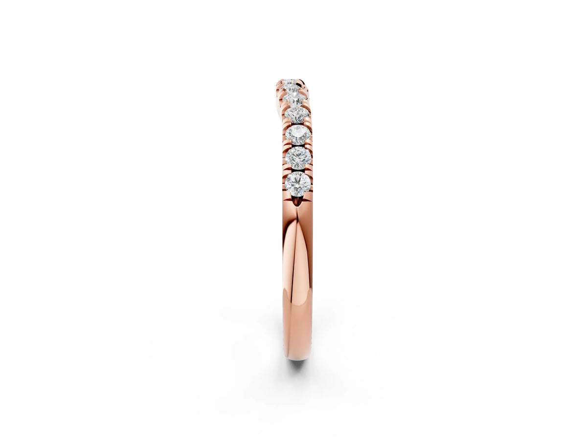 Rose gold Round Diamond Pavé Curved Eternity Band with Shared Prong Setting_2