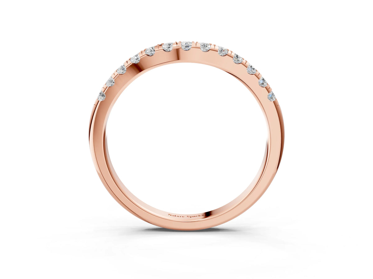 Rose gold Round Diamond Pavé Curved Eternity Band with Shared Prong Setting_3