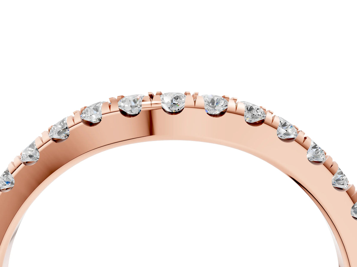 Rose gold Round Diamond Pavé Curved Eternity Band with Shared Prong Setting_4