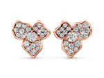Rose gold Round Diamond Pavé Flower Stud Earrings