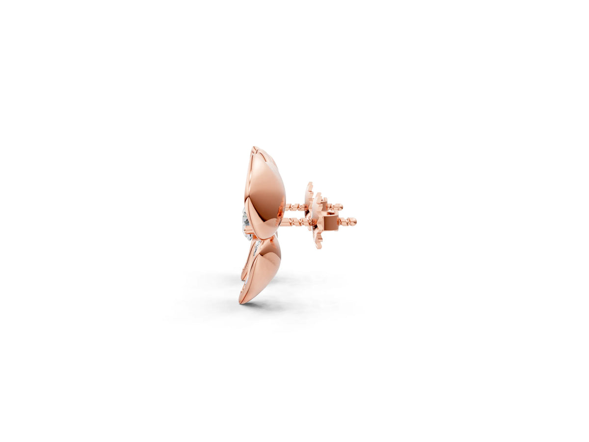 Rose gold Round Diamond Pavé Flower Stud Earrings_1