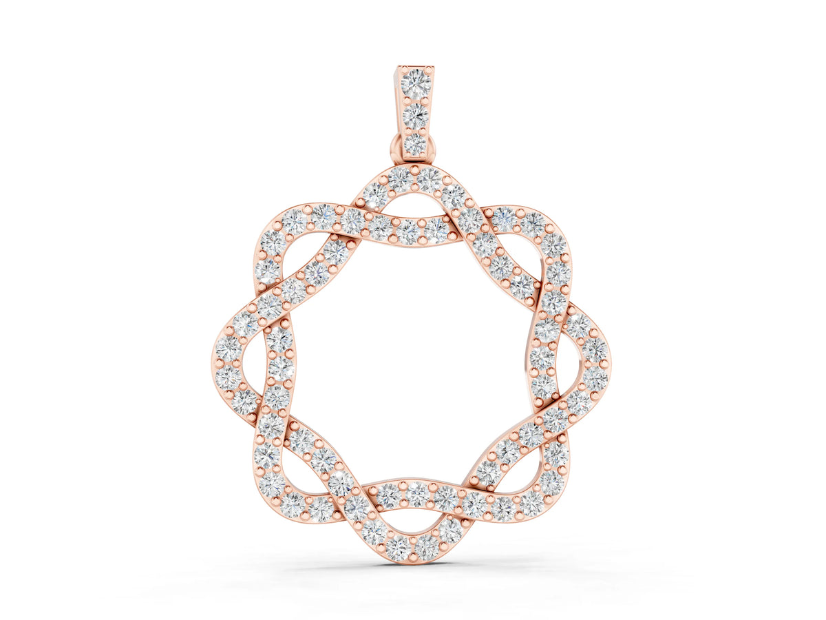 Rose gold Round Diamond Pavé Infinity Pendant with Prong Setting