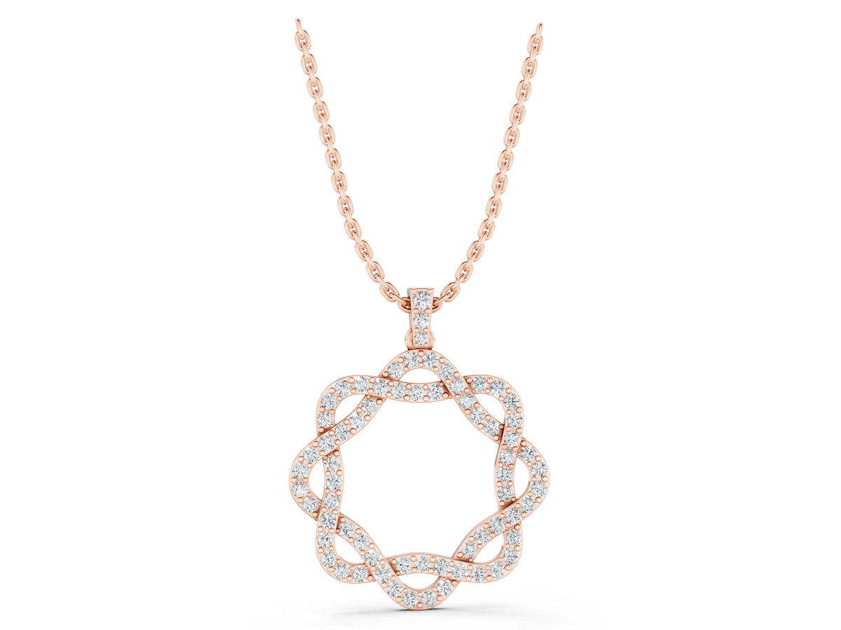 Rose gold Round Diamond Pavé Infinity Pendant with Prong Setting_1