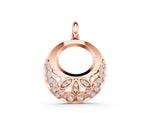 Rose gold Round Diamond Pavé Leaf Filigree Pendant