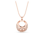 Rose gold Round Diamond Pavé Leaf Filigree Pendant_1