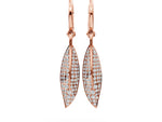Rose gold Round Diamond Pavé Leaf Huggie Drop Earrings