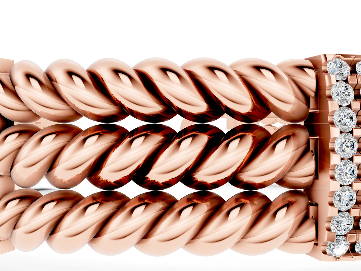 Rose gold Round Diamond Pavé Rope Bracelet with Box Clasp_1