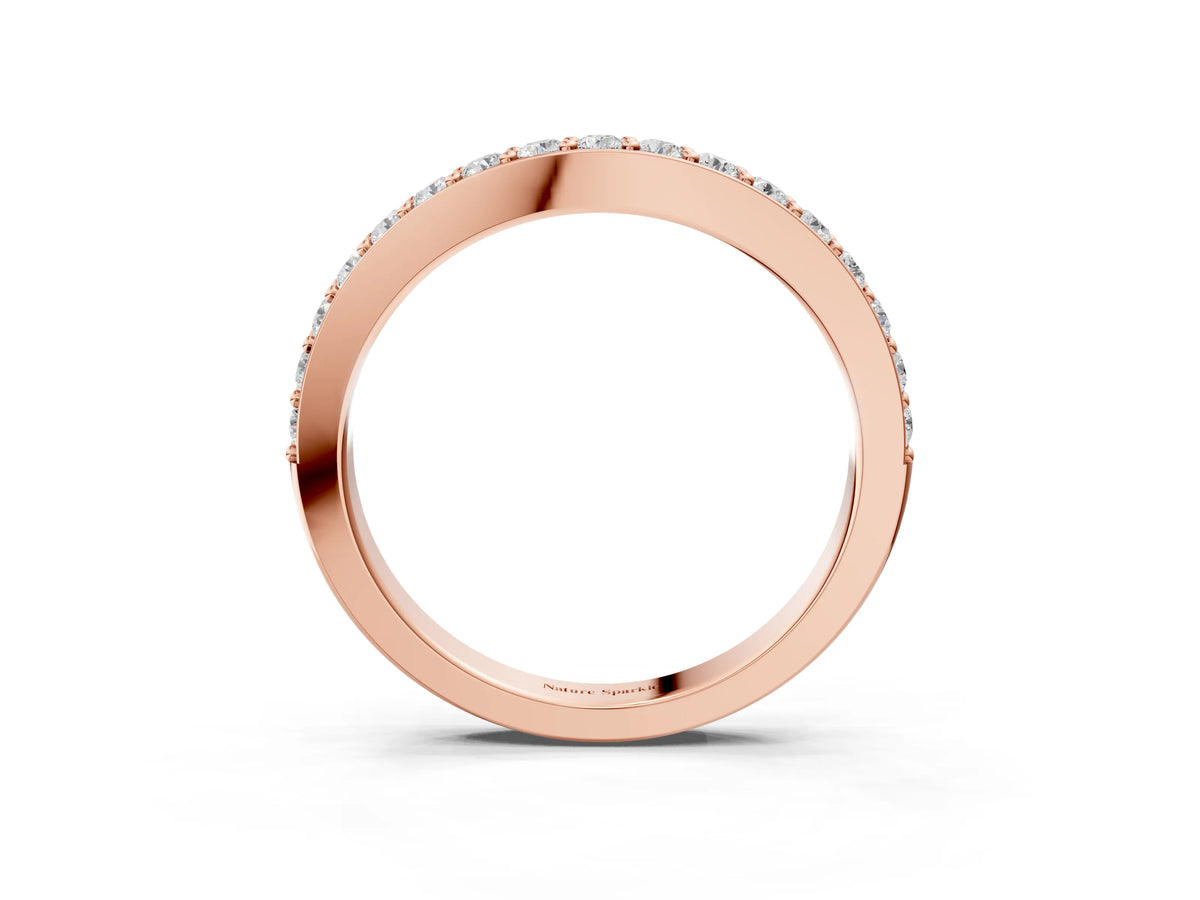 Rose gold Round Diamond Pavé Set Curved Eternity Band_3