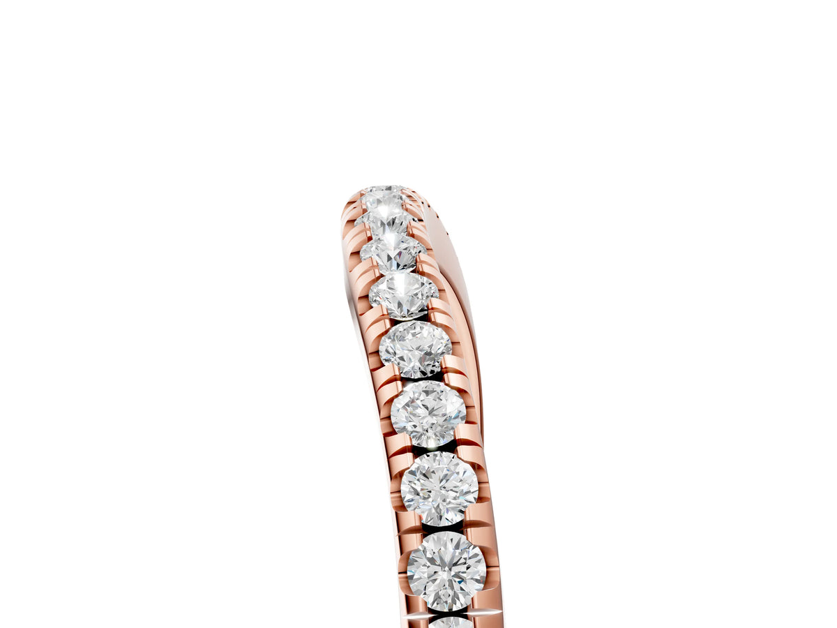 Rose gold Round Diamond Pavé Set Curved White Gold Band_5