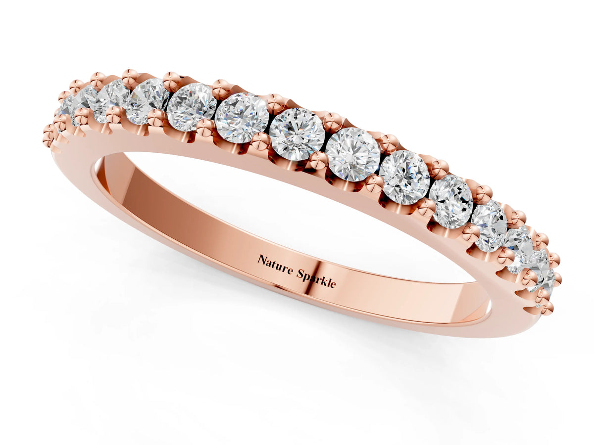 Rose gold Round Diamond Pavé Set Half Eternity Band_1