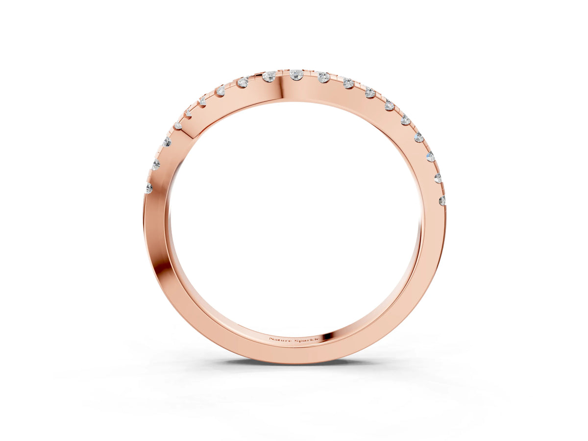 Rose gold Round Diamond Pavé Twist Band with U-Prong Setting_3