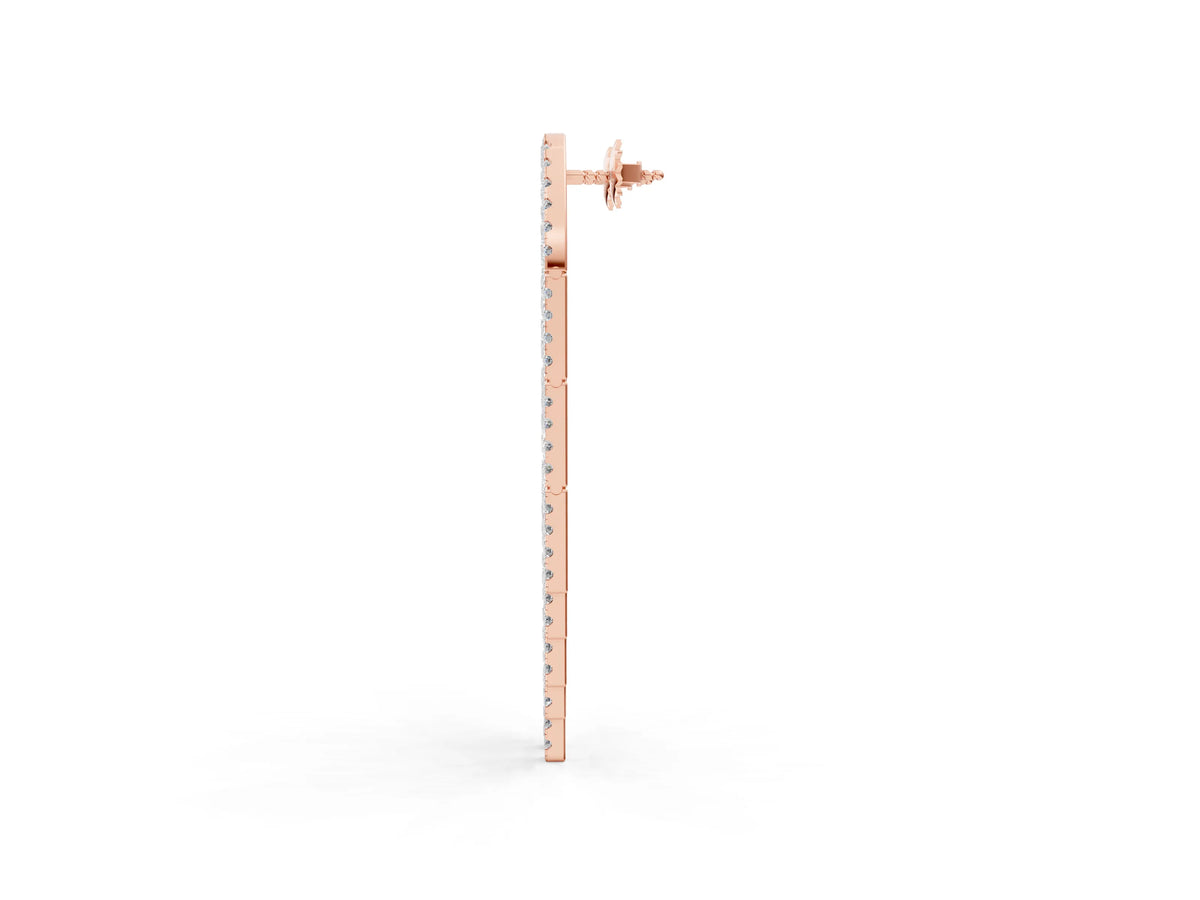 Rose gold Round Diamond Pavé Waterfall Drop Earrings_1