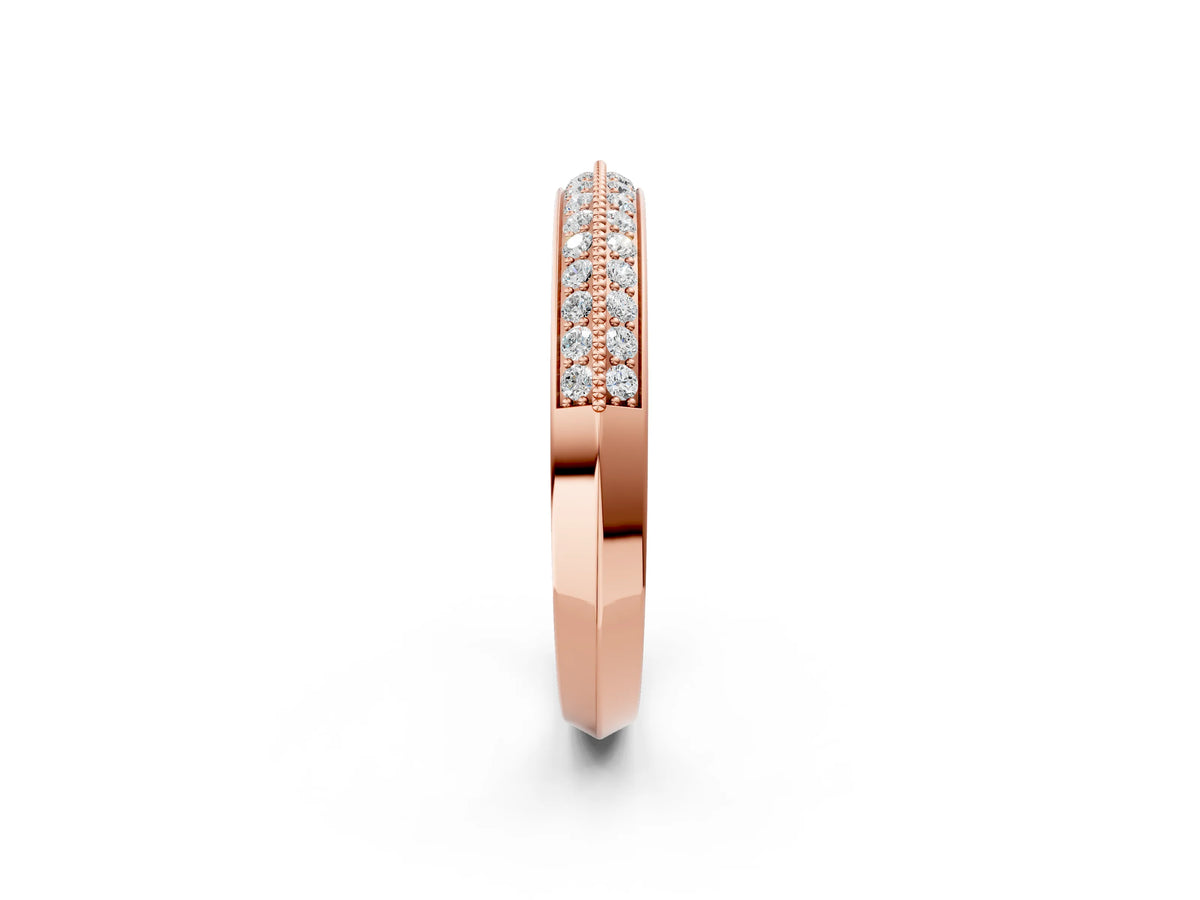 Rose gold Round Diamond Pave Eternity Band with Milgrain Edging_2
