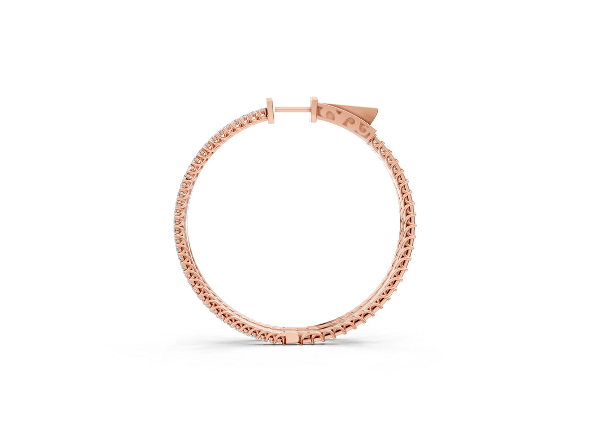 Rose gold Round Diamond Pave Hoop Earrings with Prong Setting_1