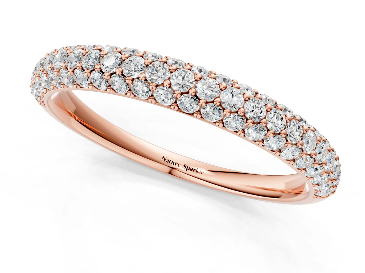 Rose gold Round Diamond Pave Set White Gold Eternity Band_1