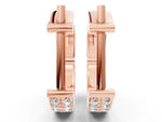 Rose gold Round Diamond Petite Double Row Huggie Hoop Earrings
