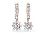 Rose gold Round Diamond Petite Hoop Earrings with Sunflower Drop