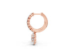Rose gold Round Diamond Petite Hoop Earrings with Sunflower Drop_1