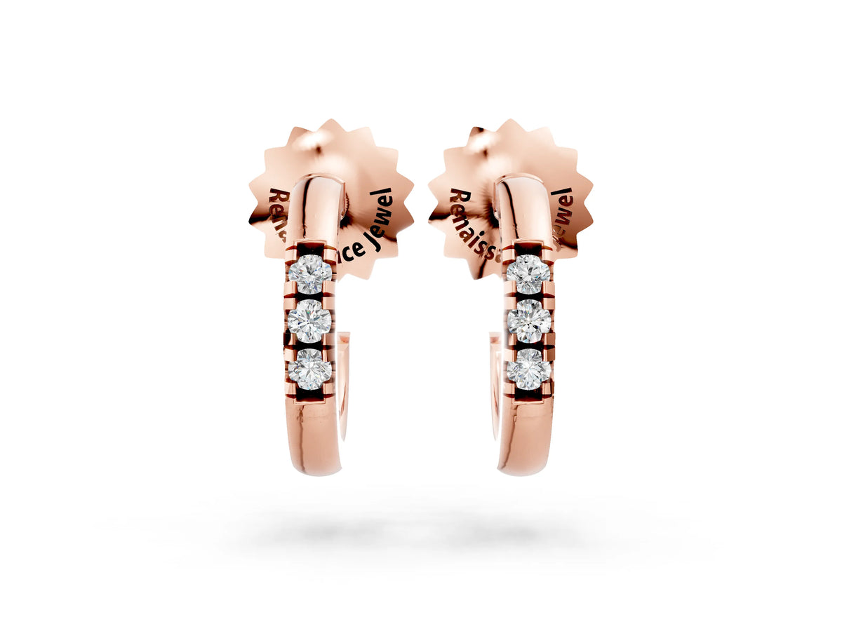 Rose gold Round Diamond Petite Huggie Hoop Earrings