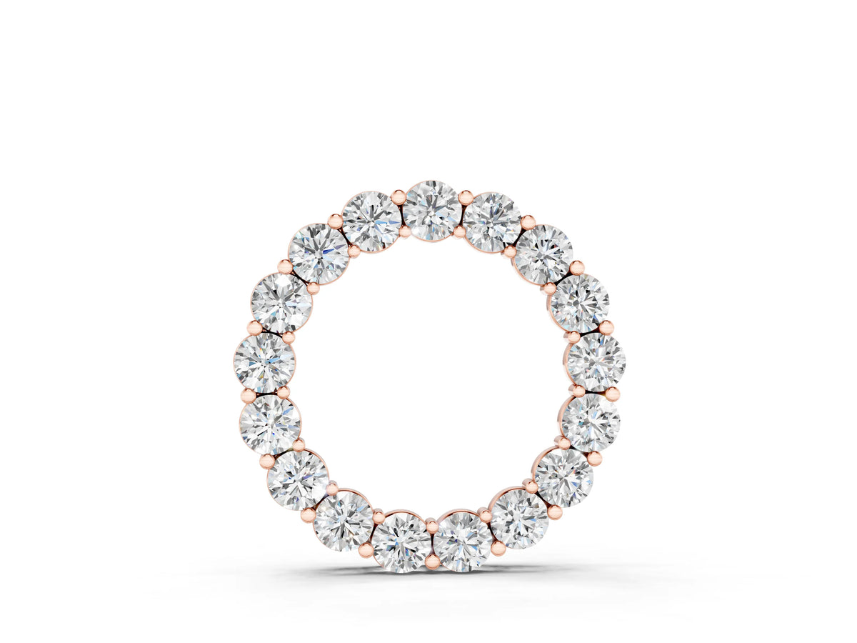 Rose gold Round Diamond Prong-Set Circle Pendant