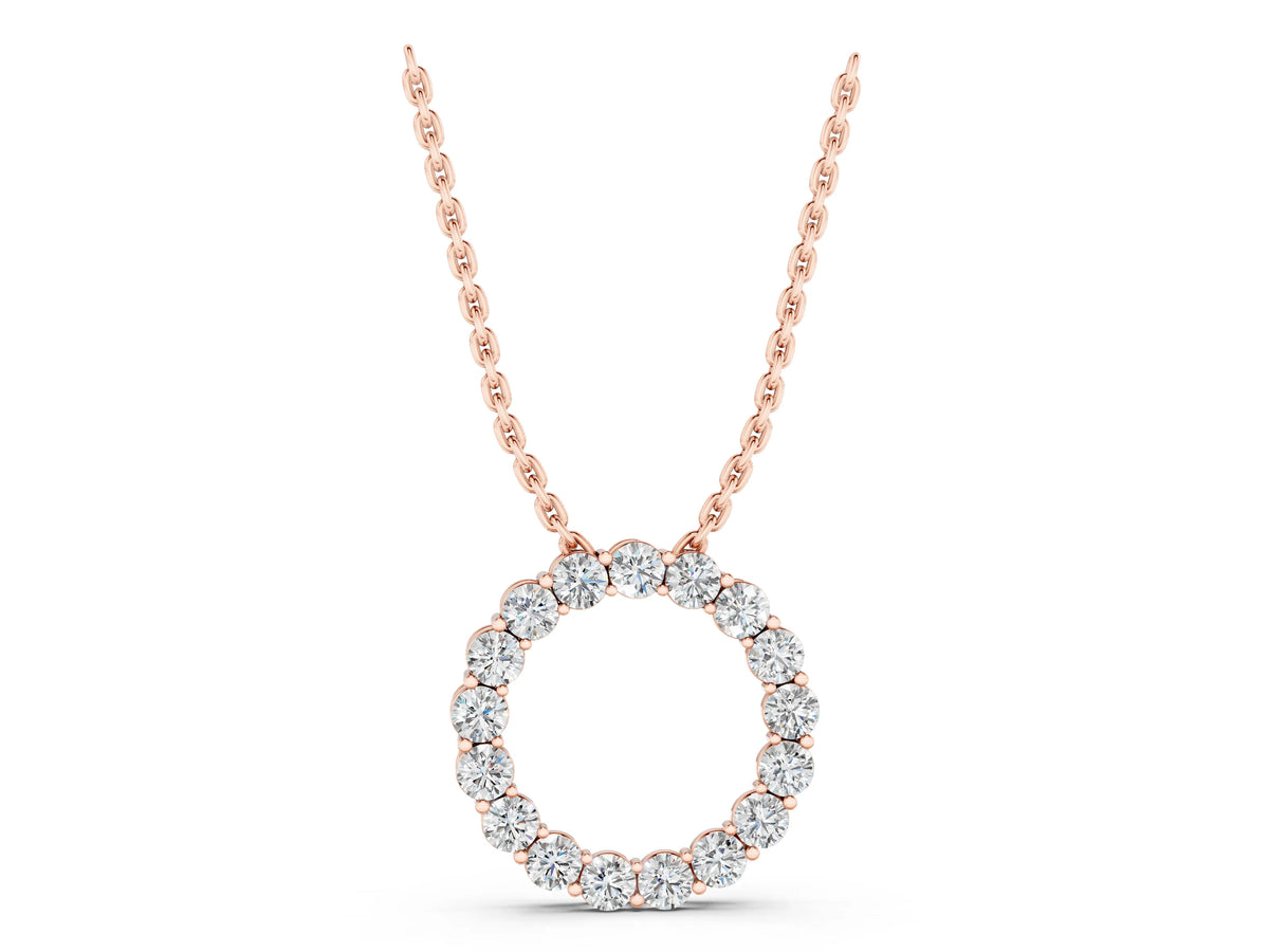 Rose gold Round Diamond Prong-Set Circle Pendant_1