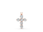 Rose gold Round Diamond Prong Set Cross Pendant