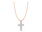 Rose gold Round Diamond Prong Set Cross Pendant_1