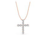 Rose gold Round Diamond Prong-Set Cross Pendant_1