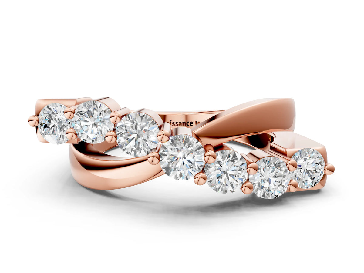 Rose gold Round Diamond Prong-Set Crossover Band