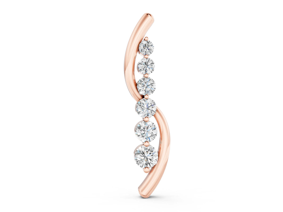 Rose gold Round Diamond Prong-Set Curved Pendant