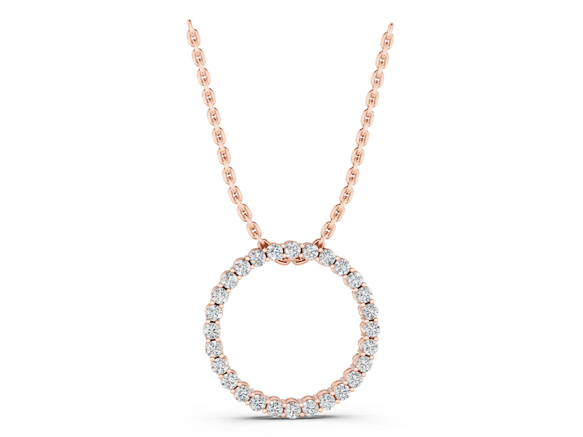 Rose gold Round Diamond Prong Set Eternity Pendant_1