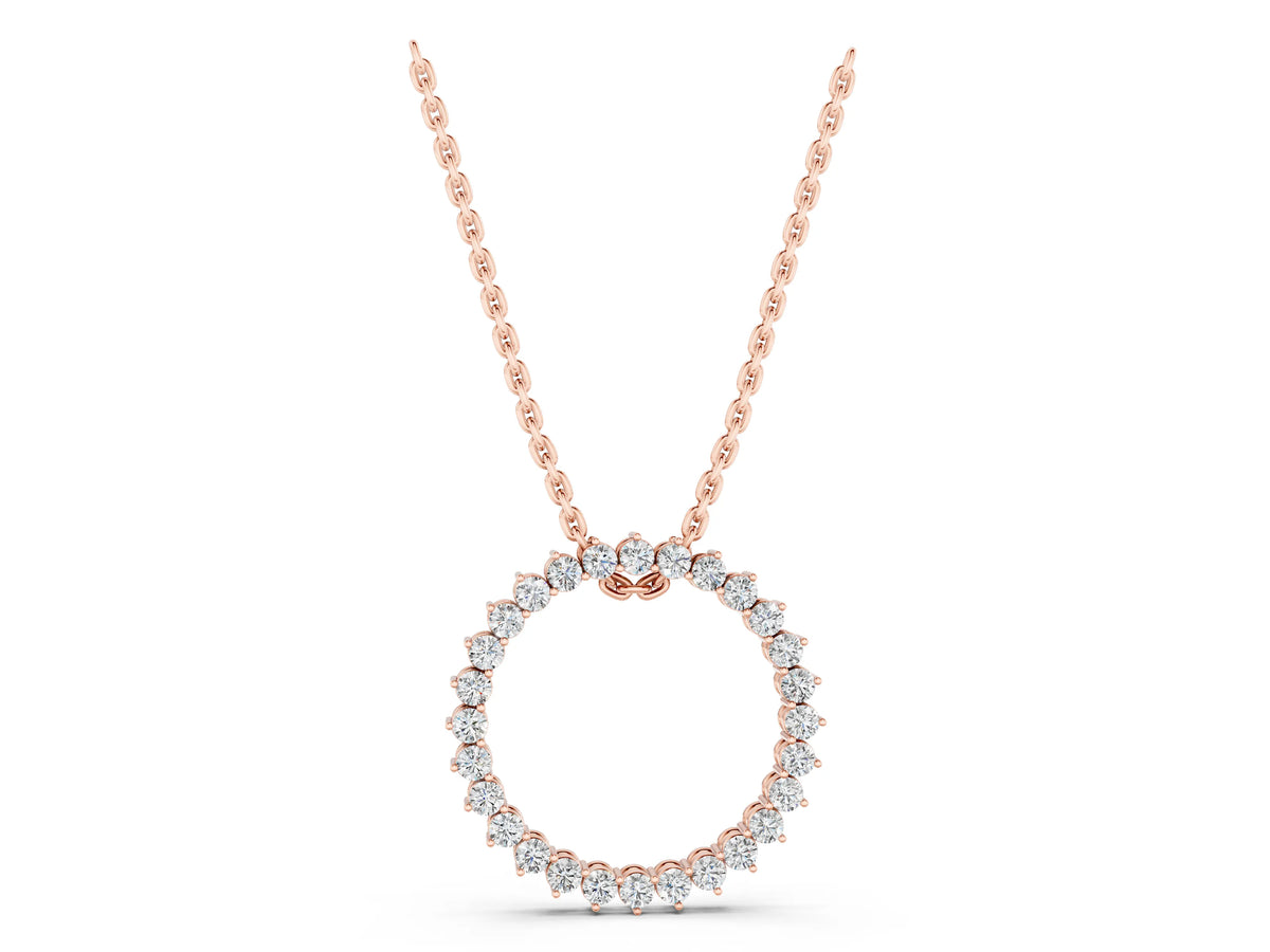 Rose gold Round Diamond Prong-Set Halo Pendant_1