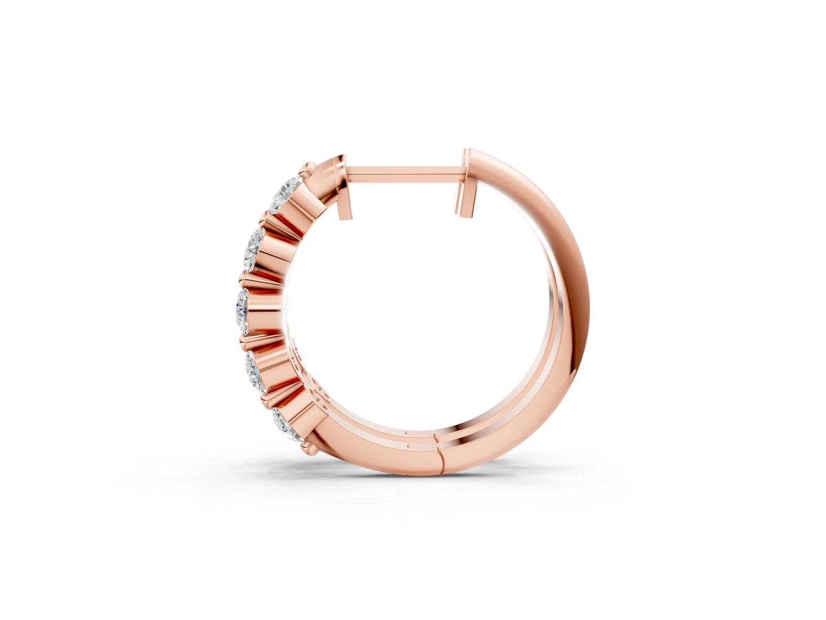 Rose gold Round Diamond Prong-Set Hoop Earrings_1