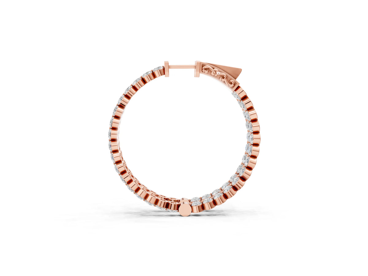 Rose gold Round Diamond Prong Set Hoop Earrings_1