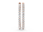 Rose gold Round Diamond Prong Set Hoop Earrings