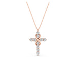 Rose gold Round Diamond Prong Set Infinity Cross Pendant_1