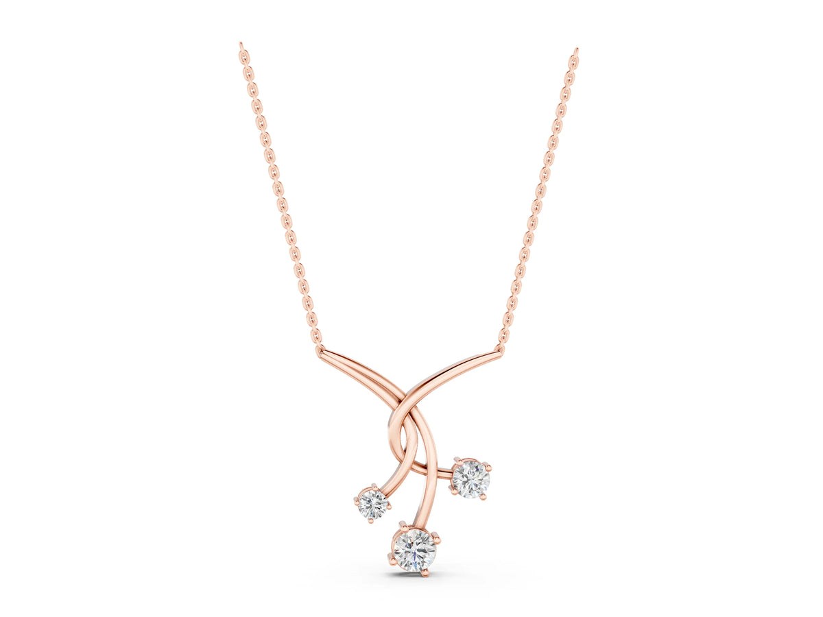 Rose gold Round Diamond Prong Set Pendant_1