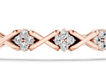 Rose gold Round Diamond Prong Set Tennis Bracelet with X-Link Band_1