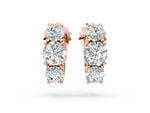 Rose gold Round Diamond Prong Set Three-Stone White Gold Earrings
