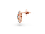 Rose gold Round Diamond Prong Set Three-Stone White Gold Earrings_1
