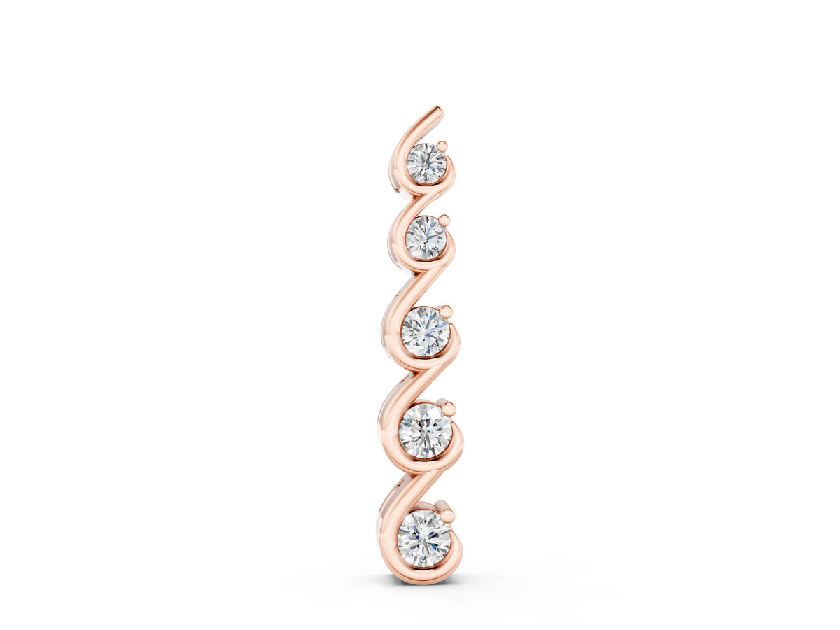 Rose gold Round Diamond S-Curve Prong Pendant