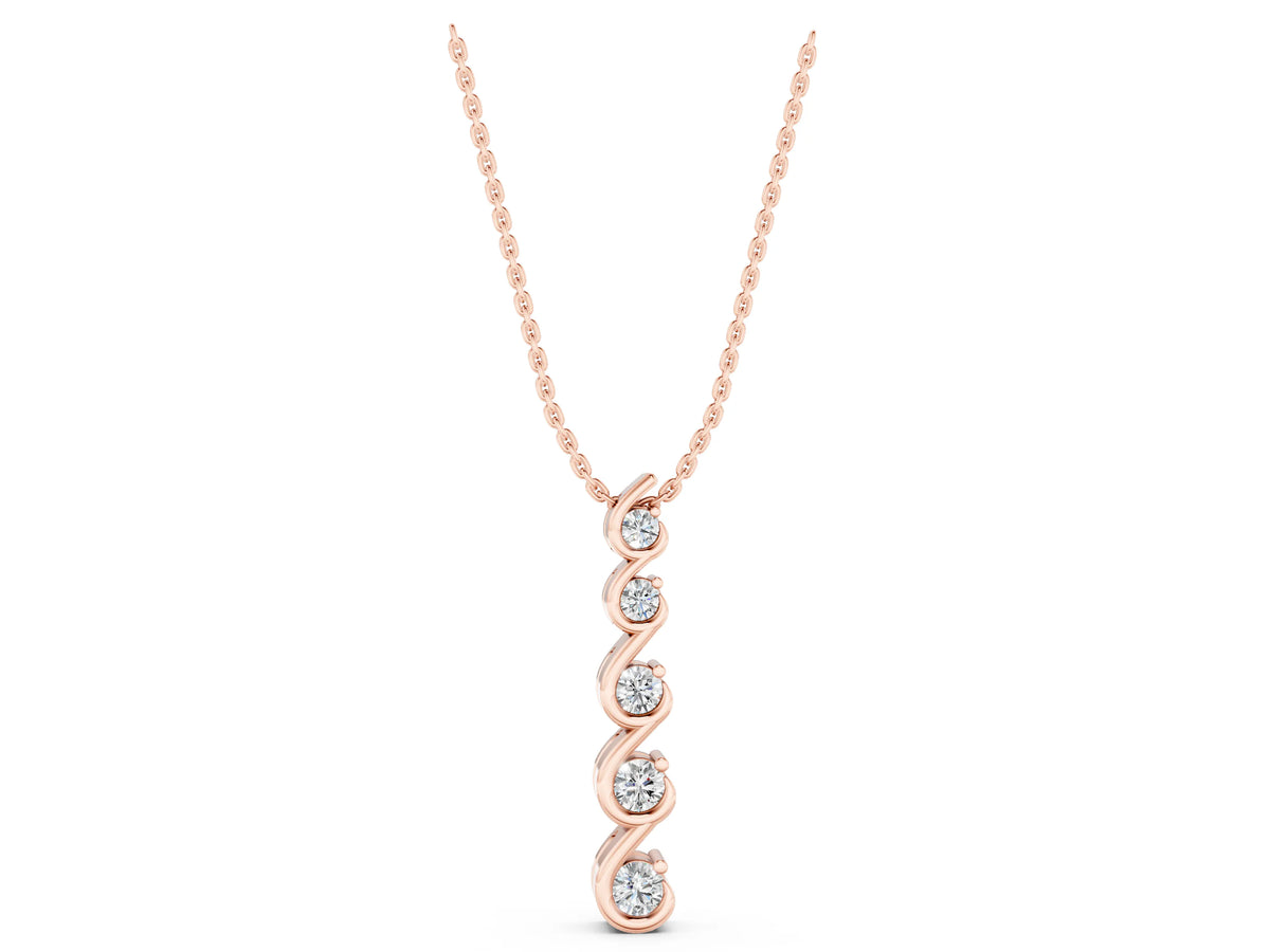 Rose gold Round Diamond S-Curve Prong Pendant_1