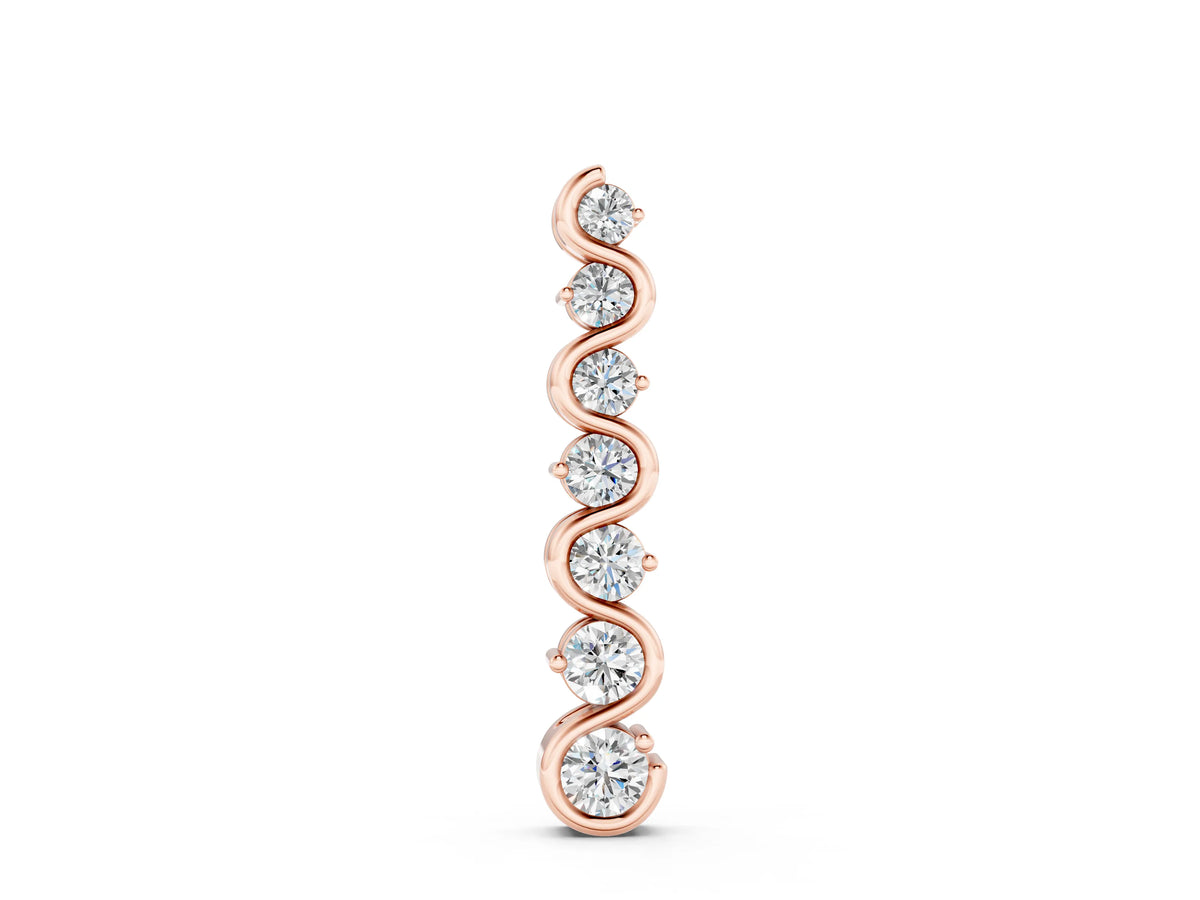 Rose gold Round Diamond S-Curve Prong Set Pendant