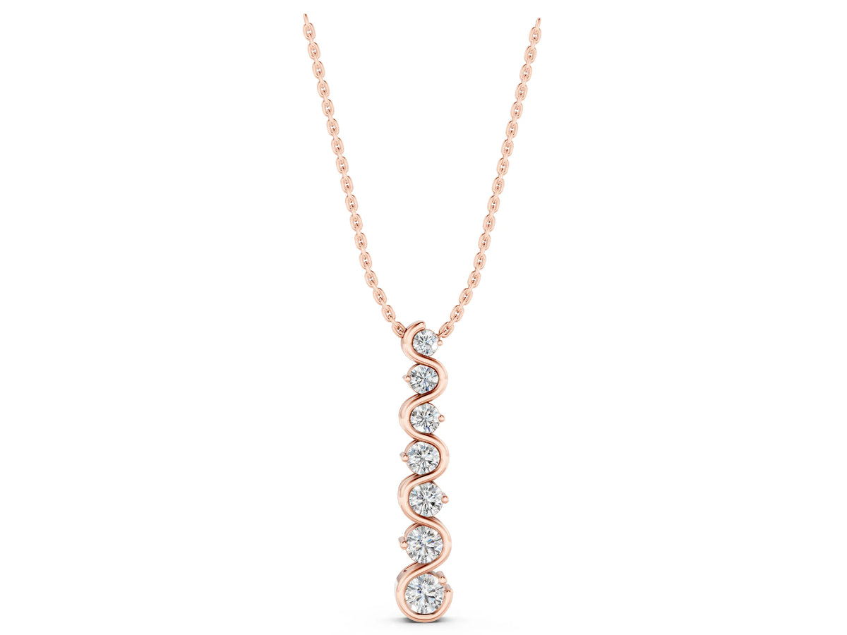 Rose gold Round Diamond S-Curve Prong Set Pendant_1