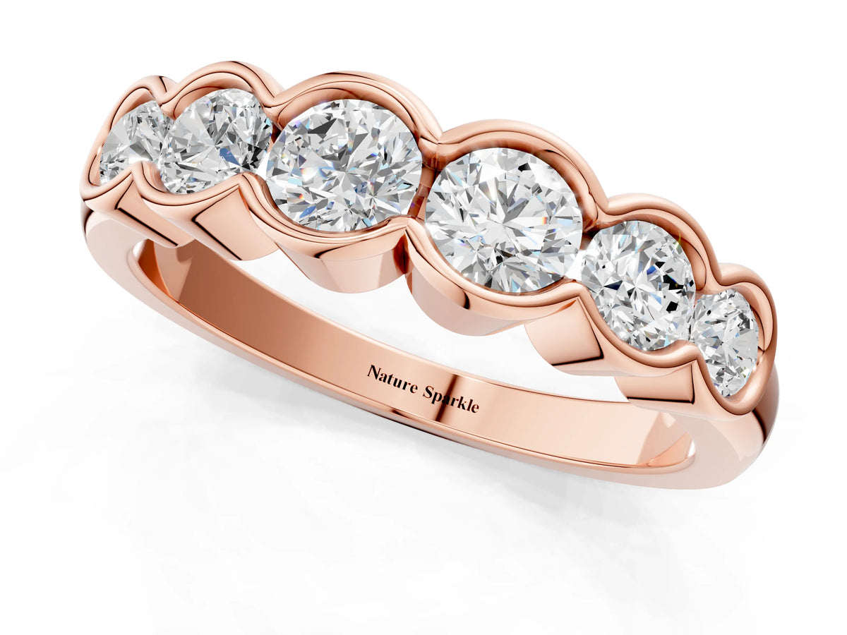Rose gold Round Diamond Scalloped Bezel Set Eternity Band_1