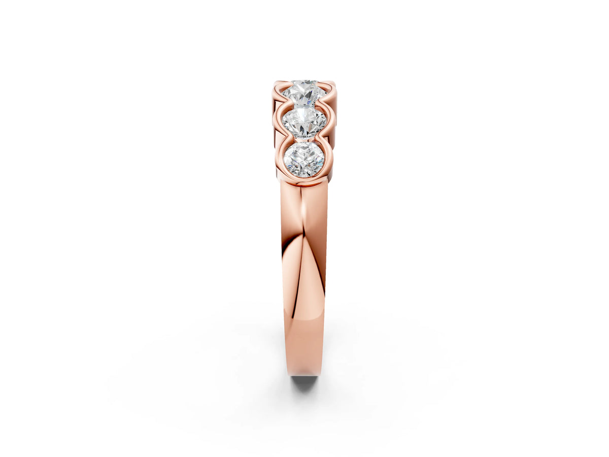 Rose gold Round Diamond Scalloped Bezel Set Eternity Band_2