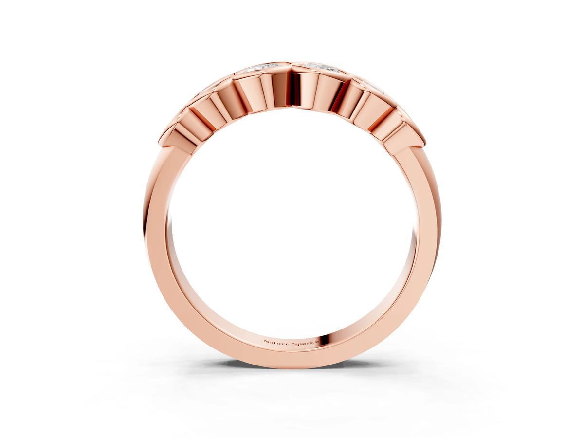Rose gold Round Diamond Scalloped Bezel Set Eternity Band_3