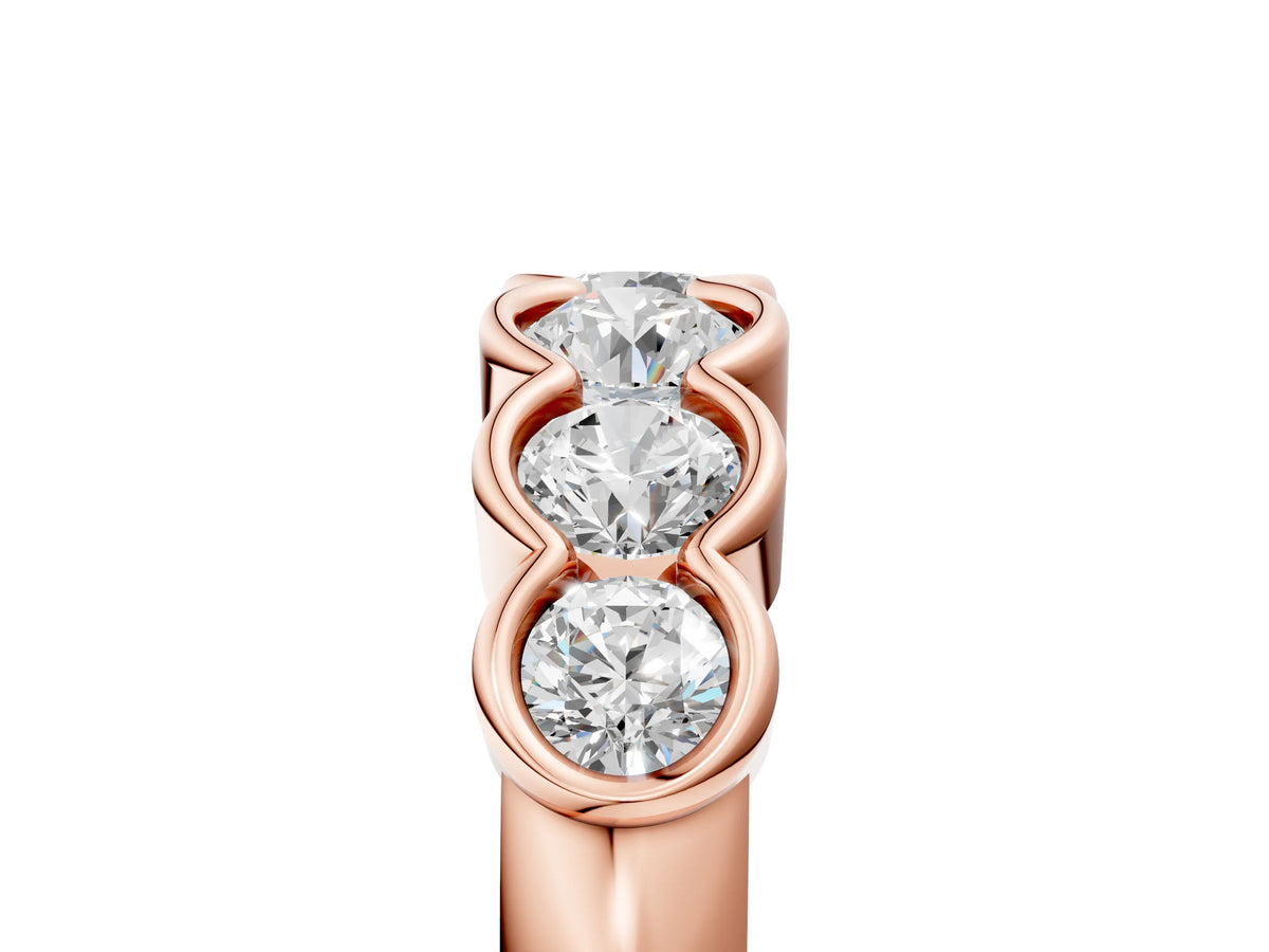 Rose gold Round Diamond Scalloped Bezel Set Eternity Band_5